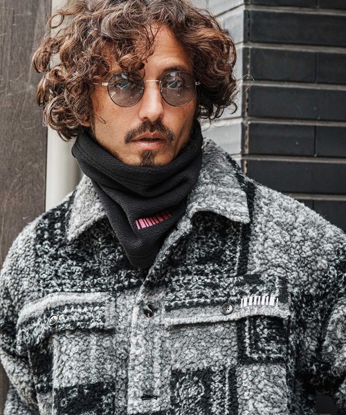 mko13111-Barcode Embroidery Neck Warmer ネックウォーマー