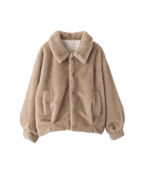 idem（イデム）の「tulle brooch fur coat / コサージュ付きファーコート（その他アウター・レディース・ベージュ/ブラウン・FREE）」の6枚目の写真