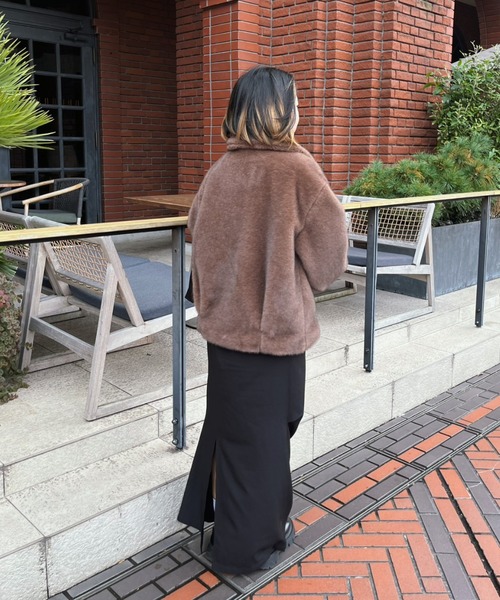 idem（イデム）の「tulle brooch fur coat / コサージュ付きファーコート（その他アウター・レディース・ベージュ/ブラウン・FREE）」の22枚目の写真