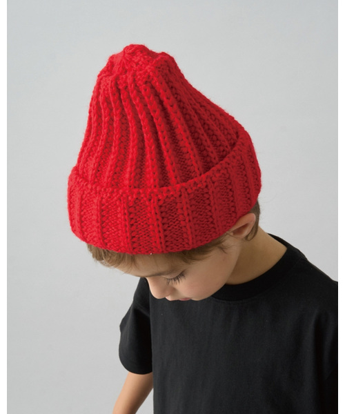 b・ROOM（ビールーム）の「【デイリースタンダードウェアシリーズ】ベーシックニットビーニー（ニットキャップ/ビーニー・キッズ・チャコール/レッド/アイボリー/ブラック/ブルー・52-54cm）」の5枚目の写真