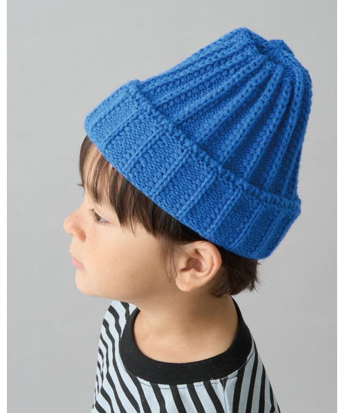 b・ROOM（ビールーム）の「【デイリースタンダードウェアシリーズ】ベーシックニットビーニー（ニットキャップ/ビーニー・キッズ・チャコール/レッド/アイボリー/ブラック/ブルー・52-54cm）」の4枚目の写真