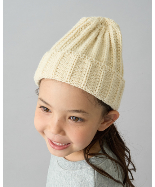 b・ROOM（ビールーム）の「【デイリースタンダードウェアシリーズ】ベーシックニットビーニー（ニットキャップ/ビーニー・キッズ・チャコール/レッド/アイボリー/ブラック/ブルー・52-54cm）」の2枚目の写真