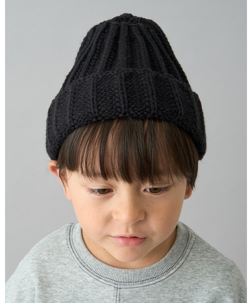 b・ROOM（ビールーム）の「【デイリースタンダードウェアシリーズ】ベーシックニットビーニー（ニットキャップ/ビーニー・キッズ・チャコール/レッド/アイボリー/ブラック/ブルー・52-54cm）」の10枚目の写真