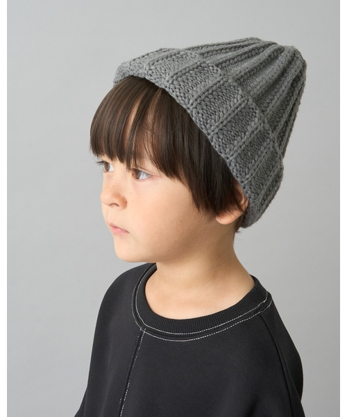 b・ROOM（ビールーム）の「【デイリースタンダードウェアシリーズ】ベーシックニットビーニー（ニットキャップ/ビーニー・キッズ・チャコール/レッド/アイボリー/ブラック/ブルー・52-54cm）」の9枚目の写真