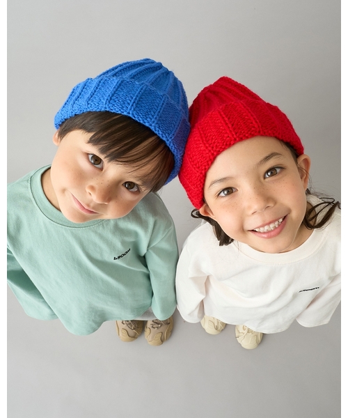 b・ROOM（ビールーム）の「【デイリースタンダードウェアシリーズ】ベーシックニットビーニー（ニットキャップ/ビーニー・キッズ・チャコール/レッド/アイボリー/ブラック/ブルー・52-54cm）」の7枚目の写真