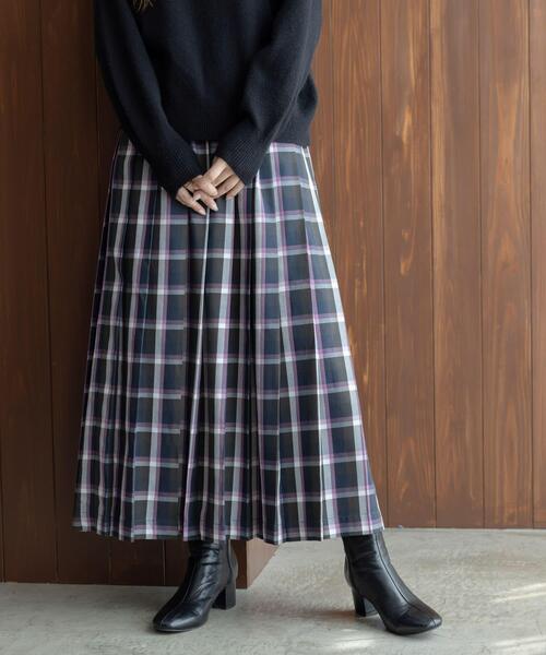 URBAN RESEARCH Sonny Label（アーバンリサーチサニーレーベル）の「チェックプリーツイージースカート（スカート・レディース・ブラウン系その他/グリーン系その他/ブルー系その他・36/38）」の2枚目の写真