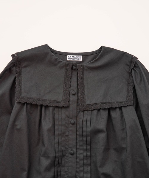 LA MARINE FRANCAISE(マリン フランセーズ)の「レースのセーラーブラウス(シャツ/ブラウス・レディース・ブラック/ホワイト・FREE)」の4枚目の写真