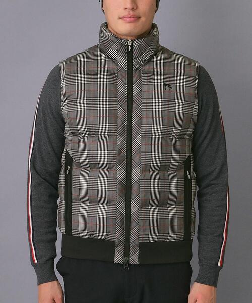 セール】【新レーベル ADABAT NAVY】撥水グレンチェック中綿ベスト