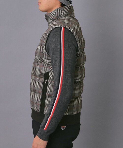 セール】【新レーベル ADABAT NAVY】撥水グレンチェック中綿ベスト