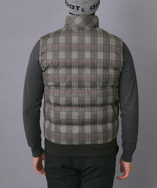 セール】【新レーベル ADABAT NAVY】撥水グレンチェック中綿ベスト