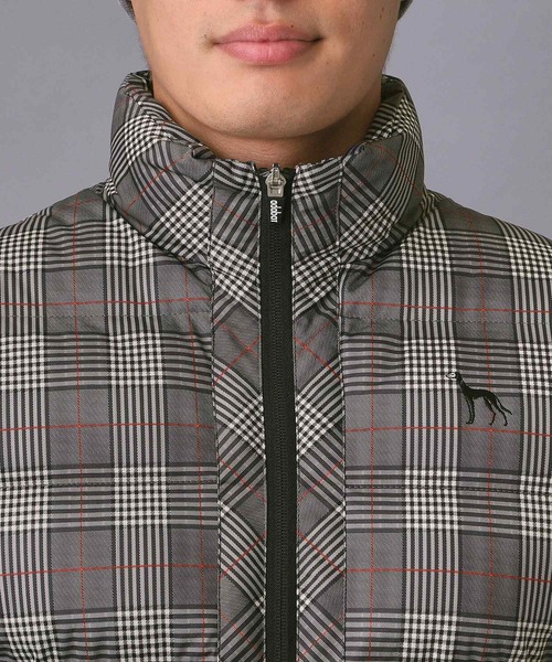 セール】【新レーベル ADABAT NAVY】撥水グレンチェック中綿ベスト