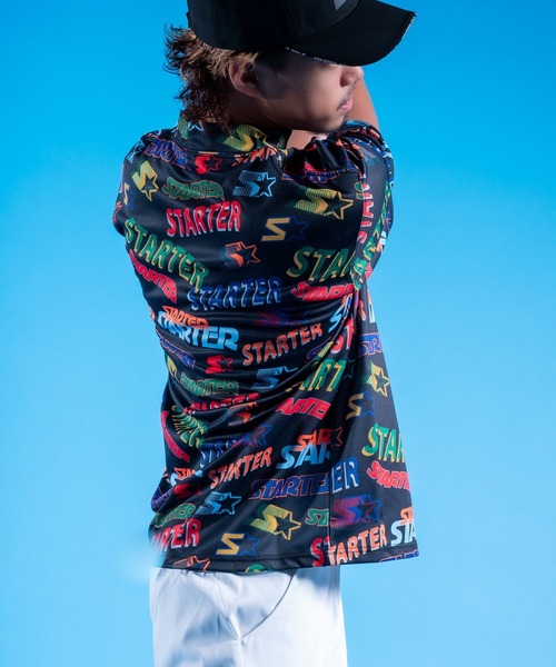 STARTER(スターター)の「★STARTER GOLF★スターターゴルフ STARTERロゴパターン 総柄モックネック半袖Tシャツメンズ レディース ユニセックス SG-123003(Tシャツ/カットソー・メンズ・ピンク/ブラック/ホワイト・L/XL/M)」の2枚目の写真