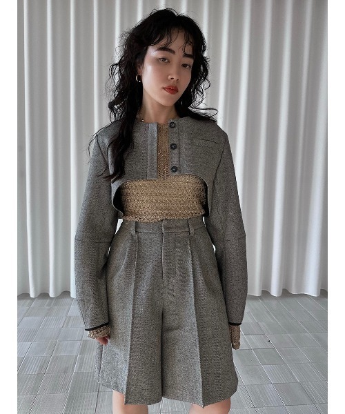 エルチェレ　OVAL SCOOP BOLERO セール】OVAL SCOOP BOLERO（ノーカラージャケット）｜ELCHELE