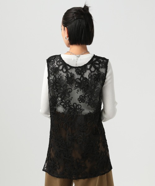BAYFLOW（ベイフロー）の「[前後2WAY仕様]フラワーレースノースリーブプルオーバー（Tシャツ/カットソー・レディース・ブラック/オフホワイト・FREE）」の19枚目の写真