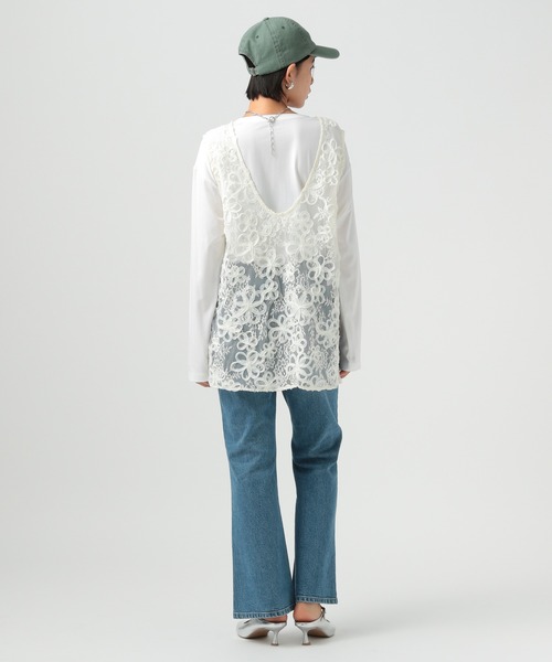 BAYFLOW（ベイフロー）の「[前後2WAY仕様]フラワーレースノースリーブプルオーバー（Tシャツ/カットソー・レディース・ブラック/オフホワイト・FREE）」の10枚目の写真