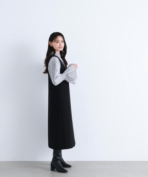 NATURAL BEAUTY BASIC（ナチュラルビューティーベーシック）の「◇圧縮ジャージーシリーズ ジャンパースカート（ジャンパースカート・レディース・ブラック/ベージュ/オフホワイト/ブルー・SMALL/MEDIUM）」の11枚目の写真