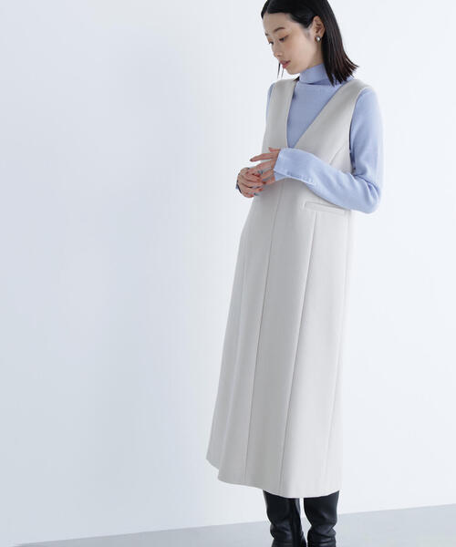 NATURAL BEAUTY BASIC（ナチュラルビューティーベーシック）の「◇圧縮ジャージーシリーズ ジャンパースカート（ジャンパースカート・レディース・ブラック/ベージュ/オフホワイト/ブルー・SMALL/MEDIUM）」の14枚目の写真