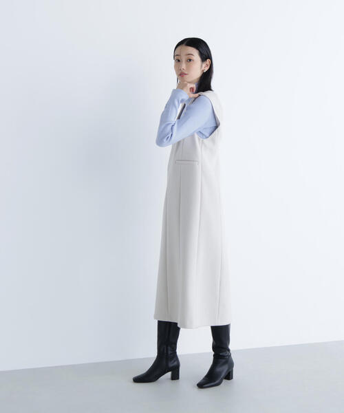 NATURAL BEAUTY BASIC（ナチュラルビューティーベーシック）の「◇圧縮ジャージーシリーズ ジャンパースカート（ジャンパースカート・レディース・ブラック/ベージュ/オフホワイト/ブルー・SMALL/MEDIUM）」の15枚目の写真