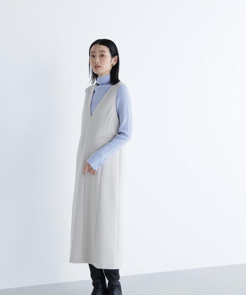 NATURAL BEAUTY BASIC（ナチュラルビューティーベーシック）の「◇圧縮ジャージーシリーズ ジャンパースカート（ジャンパースカート・レディース・ブラック/ベージュ/オフホワイト/ブルー・SMALL/MEDIUM）」の18枚目の写真