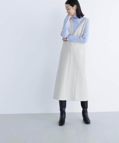 NATURAL BEAUTY BASIC（ナチュラルビューティーベーシック）の「◇圧縮ジャージーシリーズ ジャンパースカート（ジャンパースカート・レディース・ブラック/ベージュ/オフホワイト/ブルー・SMALL/MEDIUM）」の19枚目の写真