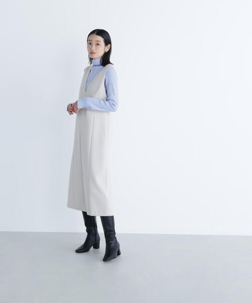 NATURAL BEAUTY BASIC（ナチュラルビューティーベーシック）の「◇圧縮ジャージーシリーズ ジャンパースカート（ジャンパースカート・レディース・ブラック/ベージュ/オフホワイト/ブルー・SMALL/MEDIUM）」の20枚目の写真