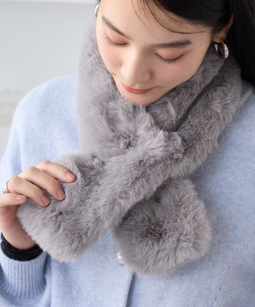 VIS（ビス）の「フェイクファーティペット（マフラー・レディース・キナリ/ライトグレー/ベージュ系その他2・FREE）」の20枚目の写真