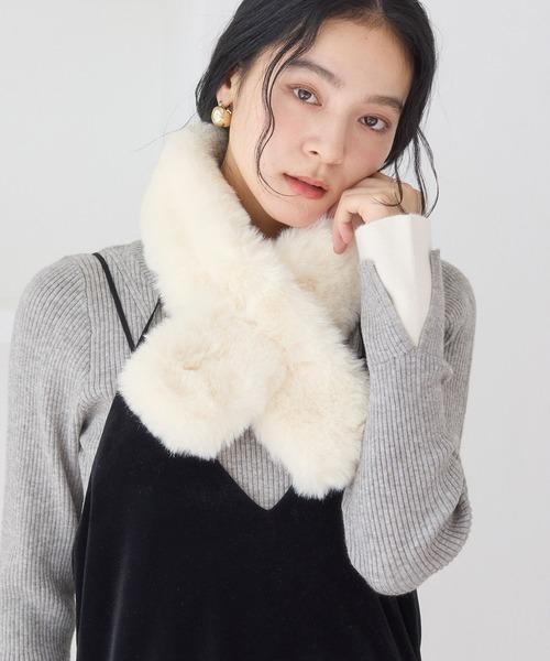 VIS（ビス）の「フェイクファーティペット（マフラー・レディース・キナリ/ライトグレー/ベージュ系その他2・FREE）」の18枚目の写真