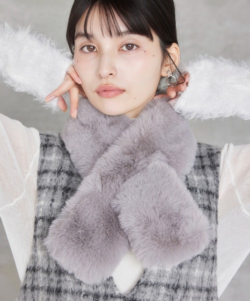 VIS（ビス）の「フェイクファーティペット（マフラー・レディース・キナリ/ライトグレー/ベージュ系その他2・FREE）」の21枚目の写真