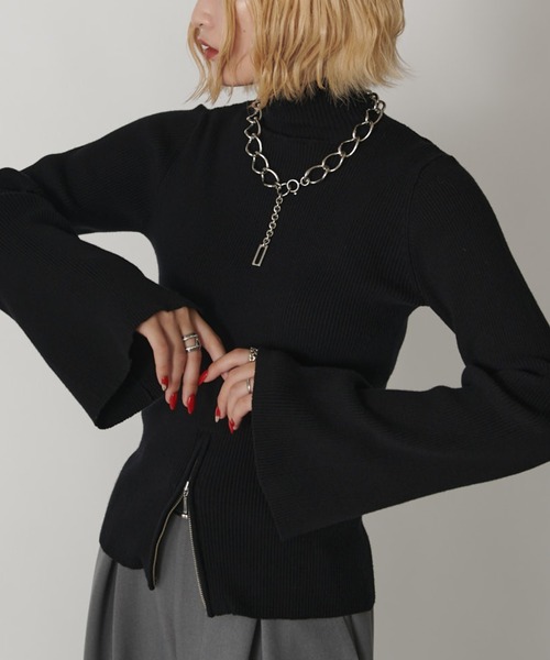 Lui's（ルイス）の「【mi-企画】2WAYフレアスリーブニット（ニット/セーター・レディース・グレー/オフホワイト/ブラック・FREE）」の3枚目の写真