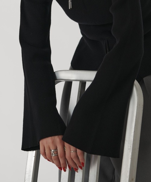 Lui's（ルイス）の「【mi-企画】2WAYフレアスリーブニット（ニット/セーター・レディース・グレー/オフホワイト/ブラック・FREE）」の14枚目の写真