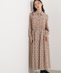 【PS/低身長サイズ】ヴィンテージフラワーシャツワンピース