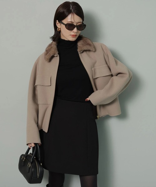 Arpege story フード付きファージャケット Arpege story フード付きファージャケット