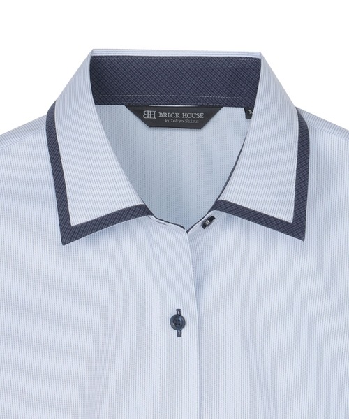 TOKYO SHIRTS（トウキョウシャツ）の「形態安定ノンアイロン ワイド 長袖ビジネスワイシャツ（ビジネスシャツ・レディース・ブルー・XS/S/M/L/LL/XL）」の4枚目の写真