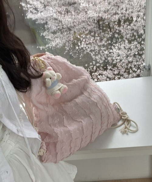 Vini（ヴィニ）の「フリルコンパクトナップザック（バックパック/リュック・レディース・ピンク/アイボリー/ホワイト・FREE）」の3枚目の写真