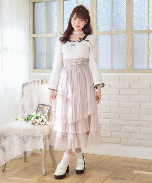 ROJITA（ロジータ）の「デコルテリボンロゴトップス（Tシャツ/カットソー・レディース・ホワイト/ブラック/ピンク・FREE）」の8枚目の写真