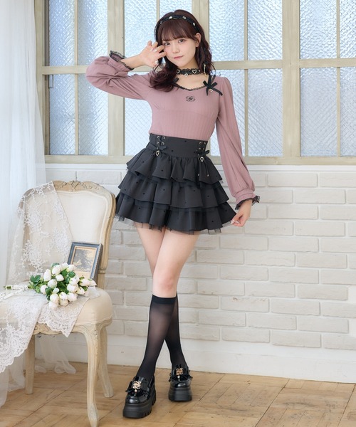 ROJITA（ロジータ）の「デコルテリボンロゴトップス（Tシャツ/カットソー・レディース・ホワイト/ブラック/ピンク・FREE）」の14枚目の写真