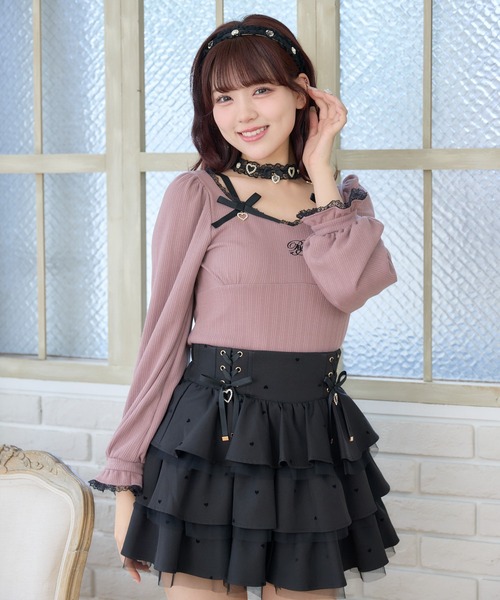 ROJITA（ロジータ）の「デコルテリボンロゴトップス（Tシャツ/カットソー・レディース・ホワイト/ブラック/ピンク・FREE）」の9枚目の写真