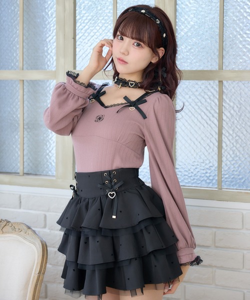 ROJITA（ロジータ）の「デコルテリボンロゴトップス（Tシャツ/カットソー・レディース・ホワイト/ブラック/ピンク・FREE）」の5枚目の写真