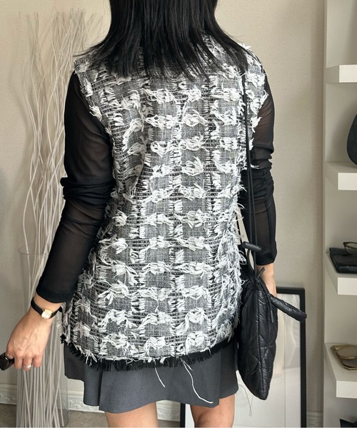 セール】ツイード風デザインベスト（ベスト）｜deux amour