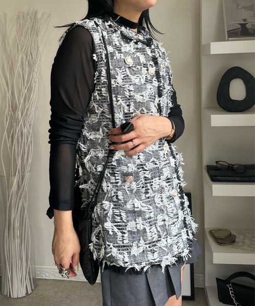 セール】ツイード風デザインベスト（ベスト）｜deux amour