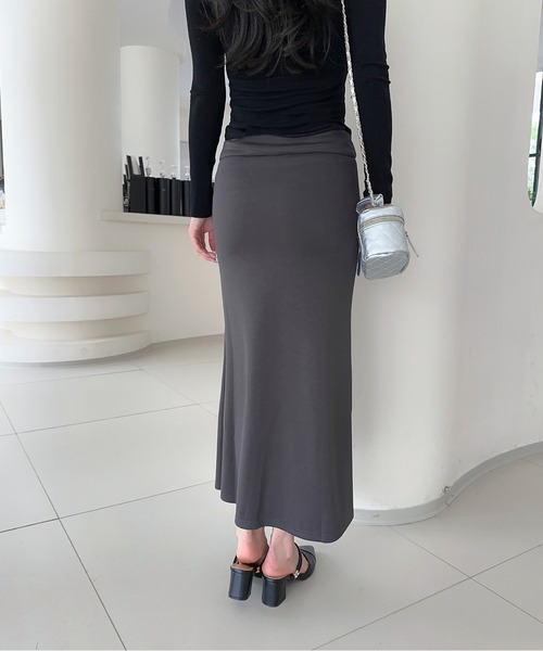 ダークグレー ロングスカート セール】【Jasmine】スウェットタイトロングスカート（スカート