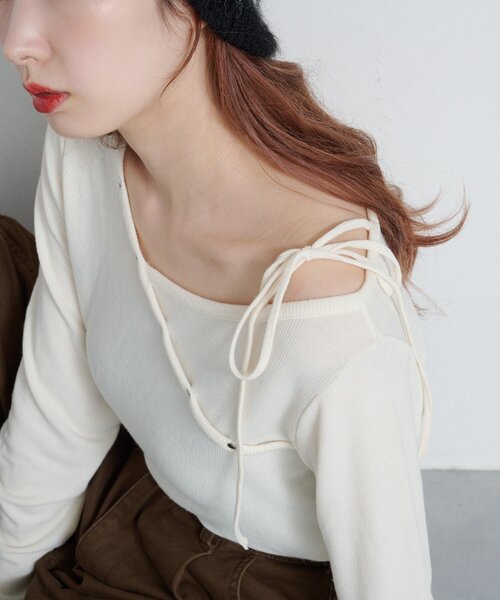 Kastane（カスタネ）の「【新色追加/4色展開】スタッズデザイントップス（Tシャツ/カットソー・レディース・アイボリー/ブラック/グレー/ミント・FREE）」の12枚目の写真