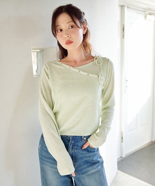 新色追加/4色展開】スタッズデザイントップス（Tシャツ/カットソー