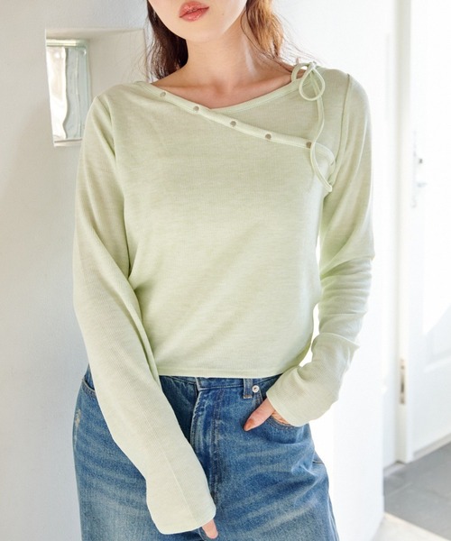 新色追加/4色展開】スタッズデザイントップス（Tシャツ/カットソー