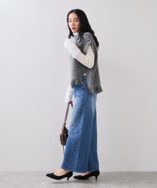 VIS（ビス）の「ビジューデニムパンツ（デニムパンツ・レディース・ブルー/ベージュ・S/M）」の22枚目の写真