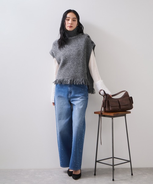 VIS（ビス）の「ビジューデニムパンツ（デニムパンツ・レディース・ブルー/ベージュ・S/M）」の21枚目の写真