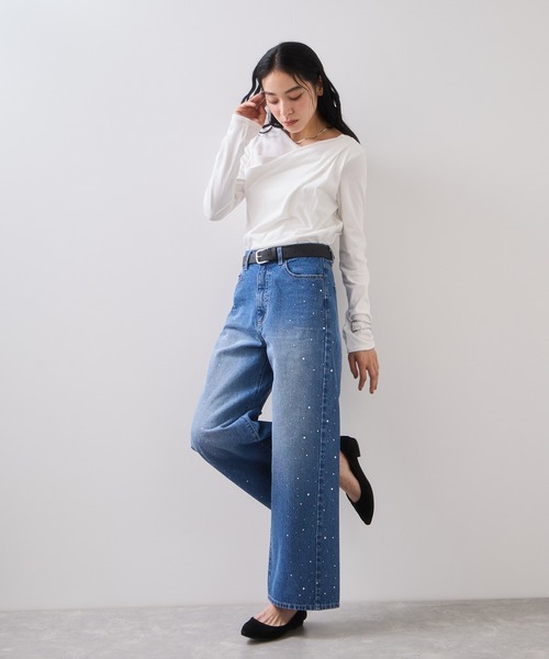 VIS（ビス）の「ビジューデニムパンツ（デニムパンツ・レディース・ブルー/ベージュ・S/M）」の20枚目の写真