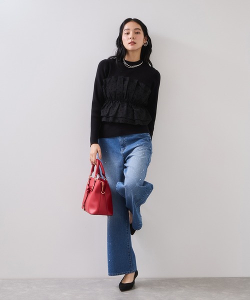 VIS（ビス）の「ビジューデニムパンツ（デニムパンツ・レディース・ブルー/ベージュ・S/M）」の18枚目の写真