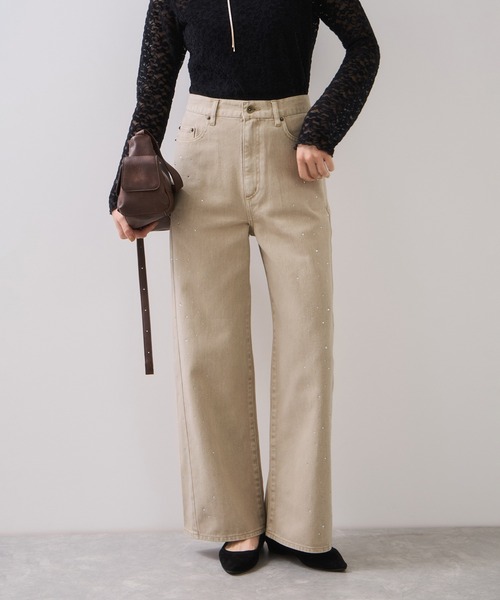 VIS（ビス）の「ビジューデニムパンツ（デニムパンツ・レディース・ブルー/ベージュ・S/M）」の17枚目の写真