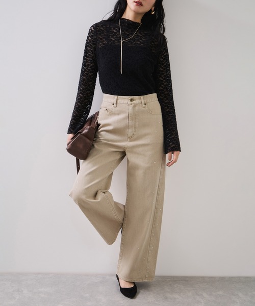 VIS（ビス）の「ビジューデニムパンツ（デニムパンツ・レディース・ブルー/ベージュ・S/M）」の16枚目の写真